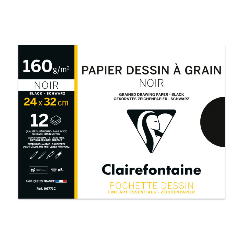 Papier dessin noir à grain moyen