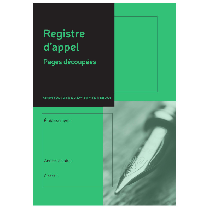 Registre d’appel - pages découpées Registre d’appel - pages découpées