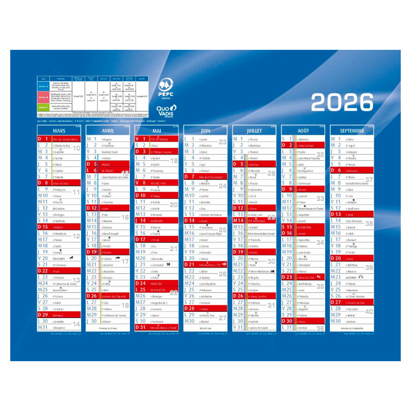 Calendrier de banque Calendrier de banque
