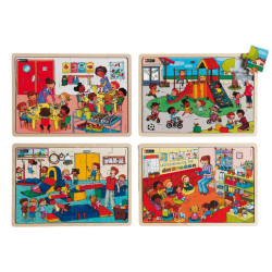 Puzzles ensemble à l'école